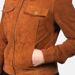 Tan Suede Leather Jacket Women-1