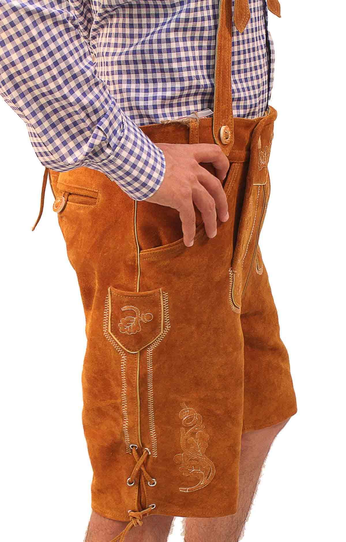 Trachten short lederhosen Dark Camel Brown-2