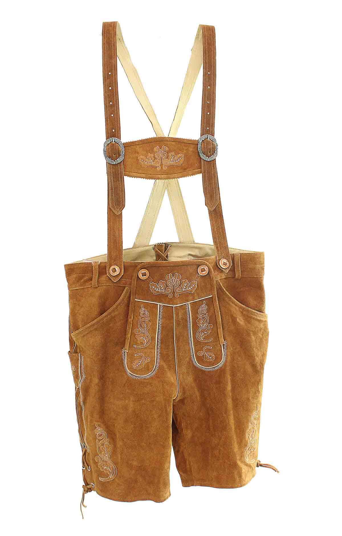 Trachten short lederhosen Dark Camel Brown-4