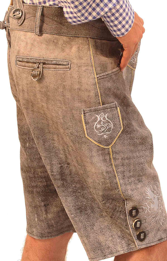 Traditional German Lederhosen Gray Slate-1