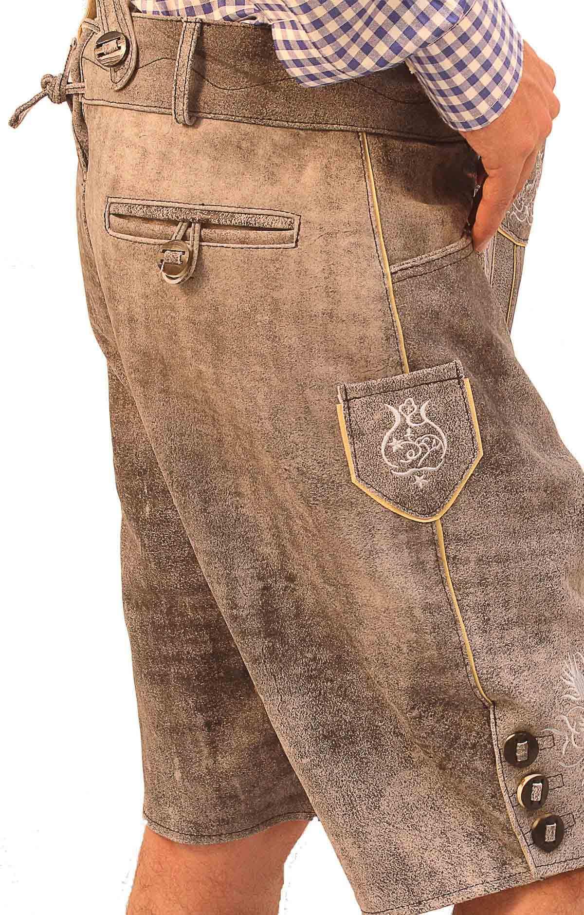 Traditional German Lederhosen Gray Slate-4