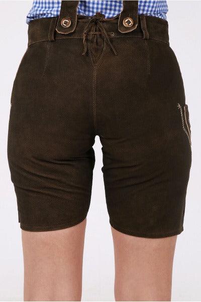 Traditional German Lederhosen Women Dark Deer-4