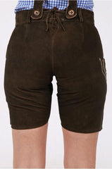Traditional German Lederhosen Women Dark Deer-4
