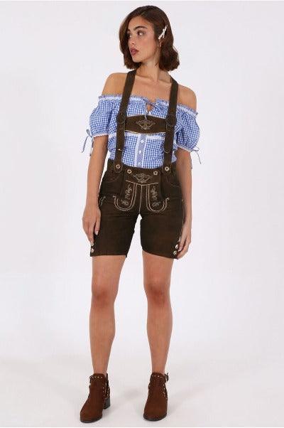 Traditional German Lederhosen Women Dark Deer-6