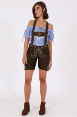 Traditional German Lederhosen Women Dark Deer-6