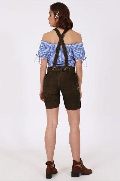 Traditional German Lederhosen Women Dark Deer-7