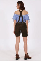 Traditional German Lederhosen Women Dark Deer-7