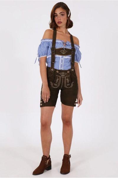 Traditional German Lederhosen Women Dark Deer