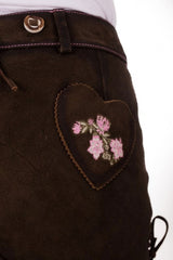 Trachtenlederhose Damen Pink Bloom