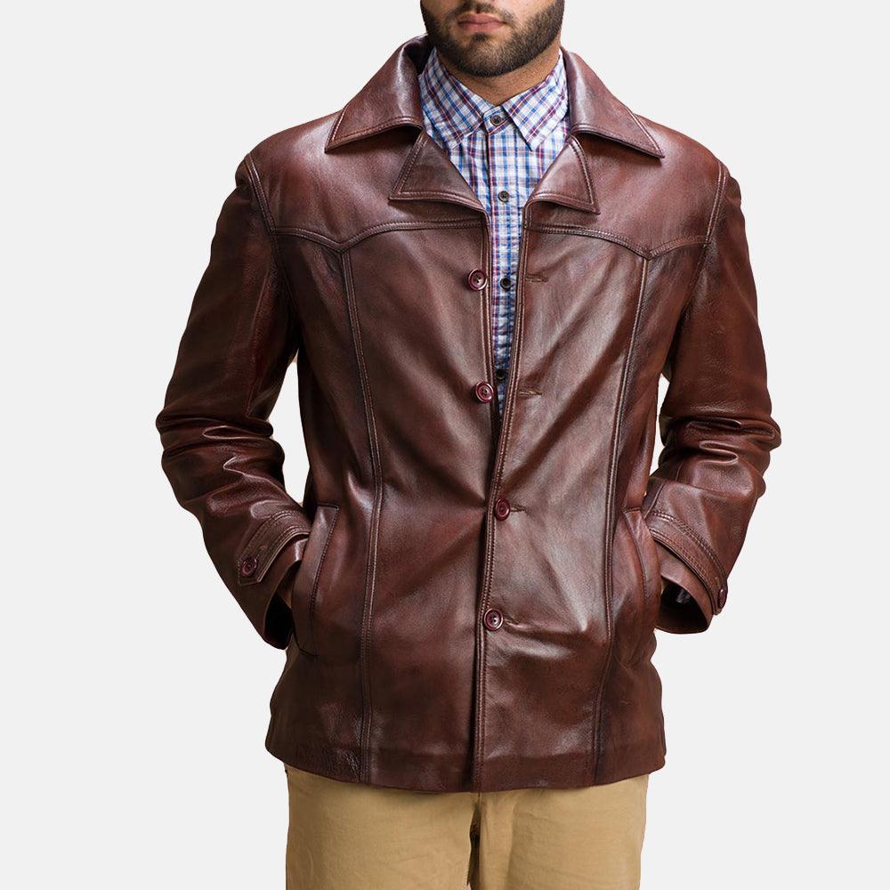 Mens Vincent Alley Brown Leather Jacket-4