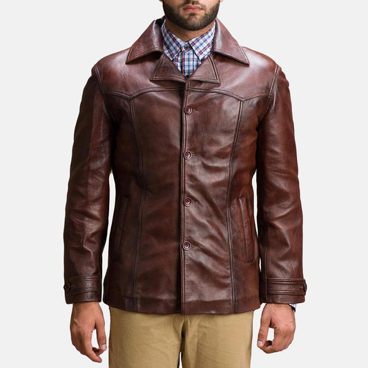 Mens Vincent Alley Brown Leather Jacket