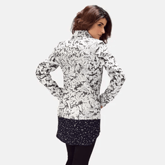  Women's Donna Black White Leather Blazer Jacket-2