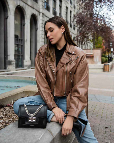 Womens Brown Biker 80s Leather Jacket – Leatherjacketwear