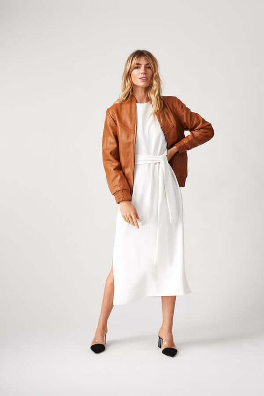 Womens Berlin Collarless Leather Jacket-1
