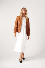 Womens Berlin Collarless Leather Jacket-2