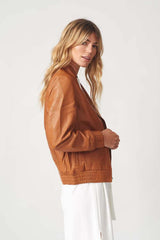 Womens Berlin Collarless Leather Jacket-3