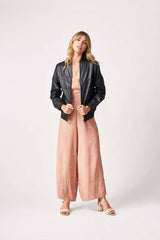 Womens Berlin Collarless Leather Jacket-5