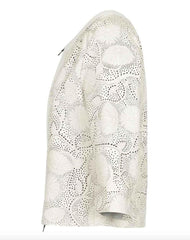 Womens Floral Laser Cut Short Leather Jacket-3