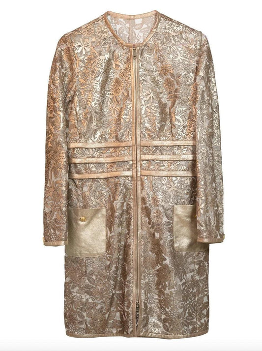 Womens Koral Laser Cut Long Leather Jacket-2