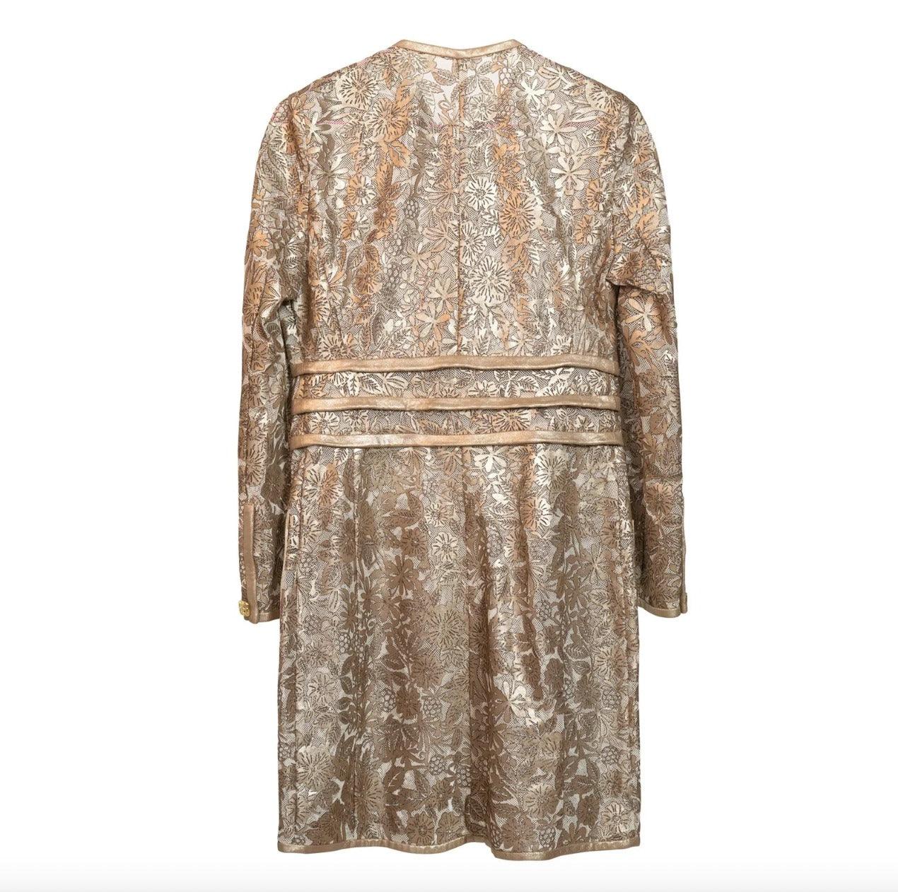 Womens Koral Laser Cut Long Leather Jacket-5