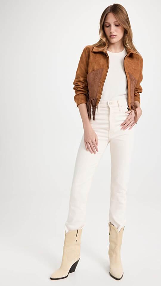 Womens The Peaking Fringe Leather Jacket-6