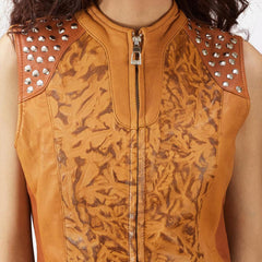 Womens Westina Tan Dye Leather Vest-2