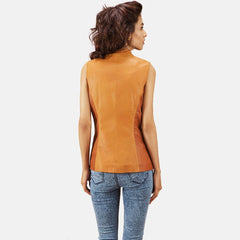 Womens Westina Tan Dye Leather Vest-1