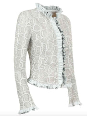 Womens White Laser Engraved Leather Jacket-3