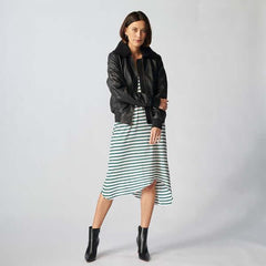 Zermatt Leather Bomber Jacket For Women-1