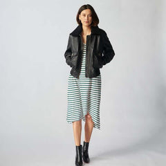 Zermatt Leather Bomber Jacket For Women-2