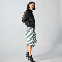Zermatt Leather Bomber Jacket For Women-3