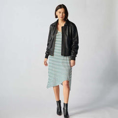 Zermatt Leather Bomber Jacket For Women-8