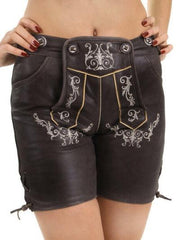 Dark Brown Bavarian Ladies Lederhosen Babette Nappa-2