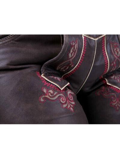 Bavarian Lederhosen Ladies Eva With Pink Embroidery-4
