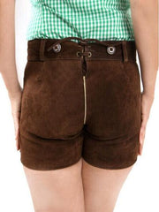 Bavarian lederhosen ladies short Ina Chocolate Brown-4
